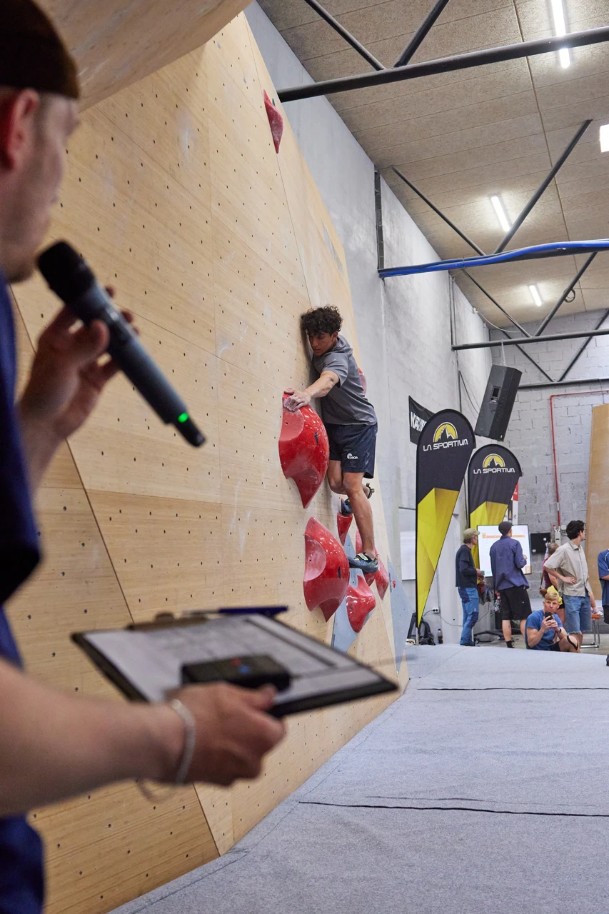 Climbing competition in a bouldering gym